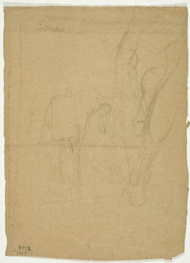 Figure Studies (recto: Study for a Fountain with Youths Standing Straddle-Legged and Reaching Hands) - 1898