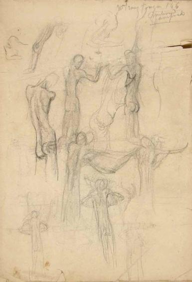 Page from the Sketchbook with Figure Studies - 1898