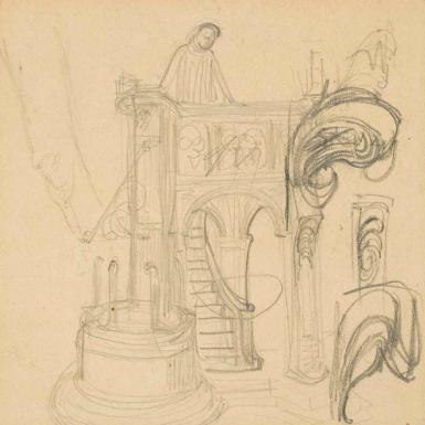Study sheet with a pulpit - circa 1898