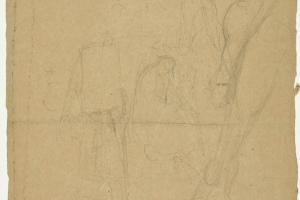 Figure Studies (recto: Study for a Fountain with Youths Standing Straddle-Legged and Reaching Hands) - 1898
