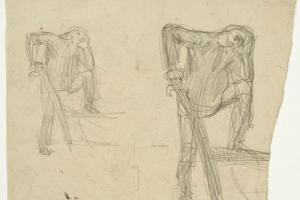 Sketch with Two Studies of a Ploughing Farmer (verso: Study of a Woman)