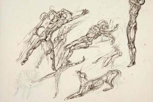 Schetsblad uit Schetsboek met figuurstudies - 1894 - 1896
