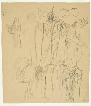 Sketch for the Baptism of Christ (verso: Study of a Seated Woman Praying)