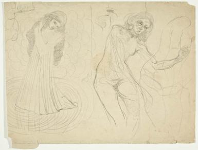 Sketch with Figure Studies (verso: Sketches of a Ploughing Farmer and a Village Church)